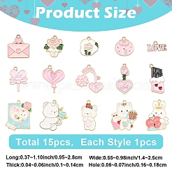 15 шт. 15 стиля подвески из сплава и эмали на тему Дня святого Валентина&nbsp;ENAM-YW0008-43