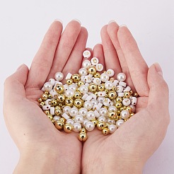 DIYジュエリー作成キット  アクリル＆模造真珠アクリルビーズを含む  弾性水晶の線  ミックスカラー  4mm  穴：1mm  700個/セット&nbsp;DIY-SZ0002-97