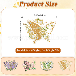 4 шт. латунные закладки-бабочки&nbsp;AJEW-WH20054-145