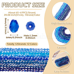 12 нить 12 цвета прозрачных стеклянных бусин&nbsp;EGLA-TA0013-24E