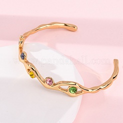 Браслеты-манжеты из нержавеющей стали 304 со стразами для женщин BJEW-L610-23G