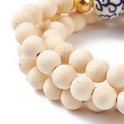 Collana da donna con perline rotonde in legno naturale&nbsp;NJEW-JN03874