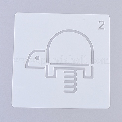 子供の十代の男の子の女の子のためのプラスチック製の描画ステンシル  DIY スクラップブッキング用の再利用可能な図面テンプレート  ジャーナル  学校のプロジェクト  おもちゃのテーマ  ホワイト  130x130x0.3mm  6個/セット&nbsp;DIY-D023-13Z
