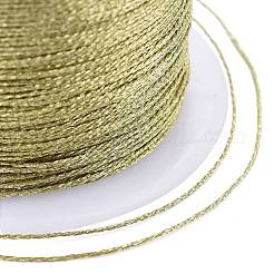 ポリエステル編組メタリック糸  DIYの編みこみのブレスレット作りと刺繡のために  ダークカーキ  0.4mm  6プライ  約54.68ヤード（50m）/ロール&nbsp;OCOR-I007-B-07