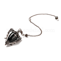 Pendentifs pendule de radiesthésie triangle obsidienne naturelle&nbsp;G-G022-01R-07
