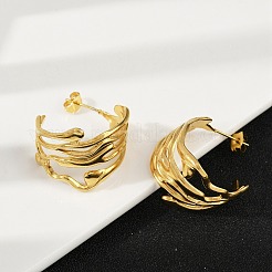 Серьги-каффы из нержавеющей стали 304 в форме буквы С EJEW-U070-02G