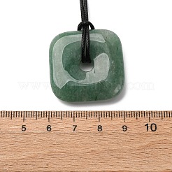 Натуральный зеленый авантюрин квадратные подвески черные шнуры из искусственной кожи ожерелья&nbsp;NJEW-K285-01B
