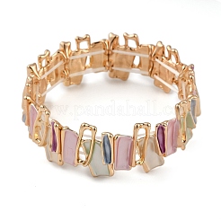Pulseras elásticas con eslabones de aleación esmaltados de colores&nbsp;BJEW-B100-05G