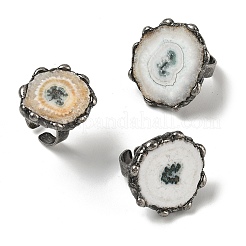 Anillos tipo brazalete de ágata drusa de girasol natural y latón para mujer&nbsp;GG-CBA086A-01