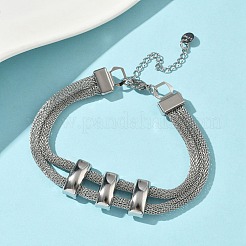 Браслеты из нержавеющей стали 304 с сетчатыми цепочками для женщин BJEW-D344-02P