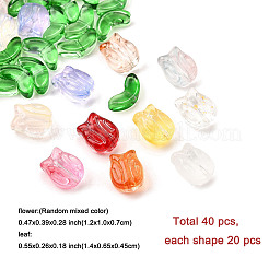 40шт 2 стиля прозрачные стеклянные бусины&nbsp;GLAA-FP0001-26