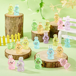 24 шт. 6-цветные светящиеся смоляные украшения в виде кроликов DJEW-TA0001-17