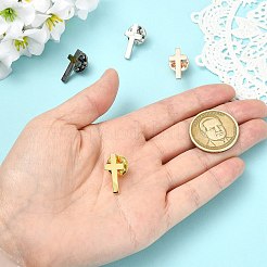 4個 4色クロス真鍮ブローチ  鉄ピンと  ミックスカラー  20x10mm  1pc /カラー&nbsp;JEWB-CJ0003-54