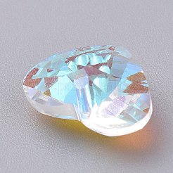 ガラスラインストーンチャーム  多面カット  ハート  クリスタルのきらめき  12x17x8mm  穴：2mm&nbsp;RGLA-A024-G02-001SI