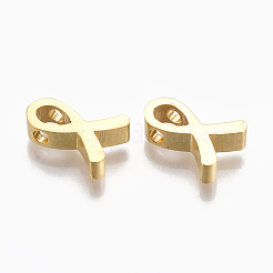 304ステンレスペンダント  意識のリボン  ゴールドカラー  12x9x3mm  穴：1.8mm&nbsp;X-STAS-T041-06G