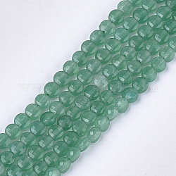 Chapelets de perles en aventurine vert naturel, facette, plat rond, 4~4.5x2.5~3mm, Trou: 0.8mm, Environ 88~89 pcs/chapelet, 14.9 pouce ~ 15.1 pouces