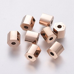 Placcatura ionica (ip) 304 perline in acciaio inossidabile, sfaccettato, colonna, oro roso, 6x6mm, Foro: 2 mm
