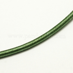Round Plastic Tube Cords, Covered with Silk Ribbon, Olive Drab, 450~480x3~3.5mm