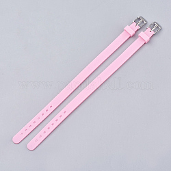 Correas de reloj de silicona, con 201 cierres de acero inoxidable, rosa perla, 8-7/8 pulgada (22.5~22.7 cm), 10x3mm