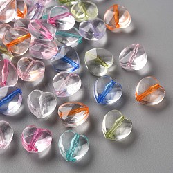 Transparente Acryl Perlen, Herz, Mischfarbe, 12x12x7 mm, Bohrung: 1.5 mm, ca. 890 Stk. / 500 g