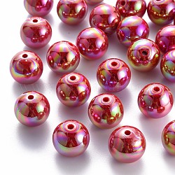 Perles acryliques opaques, de couleur plaquée ab , ronde, firebrick, 20x19mm, Trou: 2~3mm, environ 111 pcs/500 g