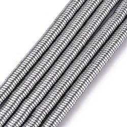 Electroplate Non-magnetic Synthetic Hematite Beads Strands, Heishi Beads, Flat Round/Disc, Platinum Plated, 6x1mm, Hole: 1mm, about 378~389pcs/strand, 15.7 inch