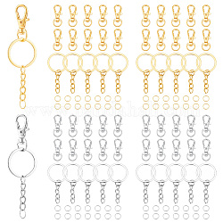 Kit de fabrication de porte-clés bricolage pandahall elite, y compris fermoirs à pince de homard pivotants en alliage, porte-clés et anneaux sautés en fer, platine et d'or, 216 pcs / boîte