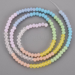 7 Farben Milchglas Perlen Stränge, segmentierte mehrfarbige Perlen, facettierte Rondelle, Mischfarbe, 3.5x3 mm, Bohrung: 0.6 mm, ca. 147 Stk. / Strang, 16.02 Zoll (40.7 cm)