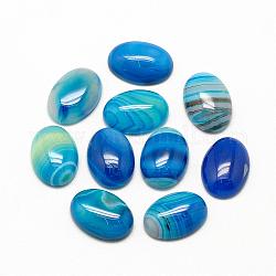 Natürliche gestreifte Achat-Cabochons, gefärbt, Oval, Verdeck blau, 18x13x5 mm