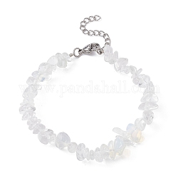 Bracelet perlé de copeaux d’opalite, avec fermoirs en 304 acier inoxydable, 7-1/4 pouce (18.5 cm)