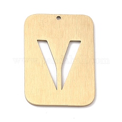 Placage ionique (ip) 304 pendentifs en acier inoxydable, rectangle avec alphabet, creux, letter.v, 32x22x1mm, Trou: 1.5mm