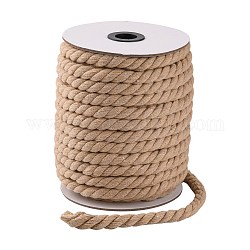 3-Ply Macrame Cotton Cord, Twisted Cotton Rope, for Wall Hanging, Plant Hangers, Crafts and Wedding Decorations, Wheat, 12mm, about 21.87~24.05 yards(20~22m)/roll