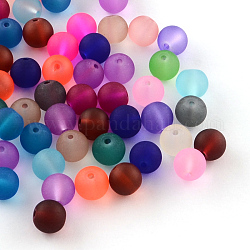 Perles en verre transparentes mat, ronde, couleur mixte, 4~4.5x4mm, Trou: 1mm, environ 100 pcs / sachet 