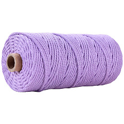 Hilos de hilo de algodón de 100 m para tejer manualidades, lila, 3mm, alrededor de 109.36 yarda (100 m) / rollo