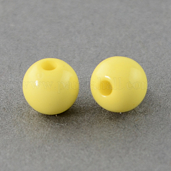 Solidi grosso branelli della sfera in acrilico, tondo, giallo champagne, 5mm, Foro: 1 mm, circa 7600pcs/500g