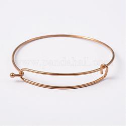 Adjustable Ion Plating(IP) 304 Stainless Steel Expandable Bangle Making, Golden, 61~62mm