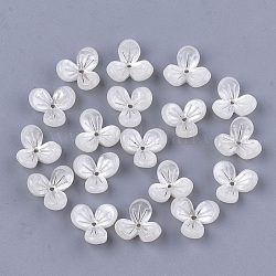 Capsules de perles d'acétate de cellulose (résine), 3 pétales, fleur, linge, 12x13x5.5~6mm, Trou: 1.2mm