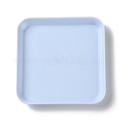 Platos de joyería de plástico cuadrados, bandeja de almacenamiento para anillos, collares, earrin, luz azul cielo, 14x14x1.6 cm