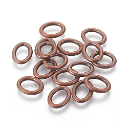 Tibetischen stil Verbinderringe, ovalen Ring, Rotkupfer, Bleifrei und Cadmiumfrei und Nickel frei, 16x12.5x2.5 mm, Bohrung: 11 mm