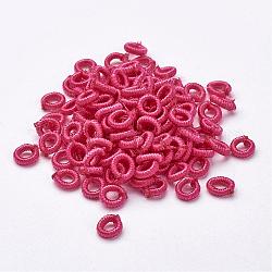 Polyester Weave Beads, Ring, Pale Violet Red, 6x2mm, Hole: 3mm, about 200pcs/bag