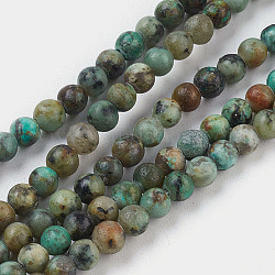 Fili di perle naturali di turchese africano (diaspro), tondo, 2mm, Foro: 0.6 mm, circa 170~180pcs/filo, 15.7 pollice