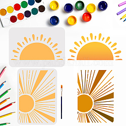 MAYJOYDIY US 1 Set PET Hollow Out Drawing Painting Stencils, for DIY Scrapbook, Photo Album, with 1Pc Art Paint Brushes, Sun, 297x210mm, 2pcs/set
