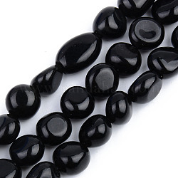 Chapelets de perles en obsidienne noire naturelle, pierre roulée, pépites, 5~13x5~10x3~8mm, Trou: 1mm, Environ 40~60 pcs/chapelet, 14.57 pouce ~ 15.74 pouces (37~40 cm)