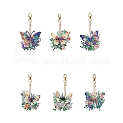 Kits de décoration pendentif bricolage fleur papillon, y compris le sac de strass en résine, stylo collant diamant, plateau assiette et colle argile et accessoires métalliques, couleur mixte, pendentif: 79x83 mm