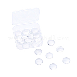 Cabochons en verre limpide, transparent , avec dos plat pour support de cabohcon et DIY bijoux, clair, 15x3.8~5.8mm, environ 20 pcs / boîte
