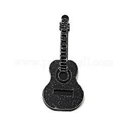 Grandi ciondoli in acrilico a forma di chitarra, con polvere di scintillio, nero, 64x26x4.5mm, Foro: 1.5 mm