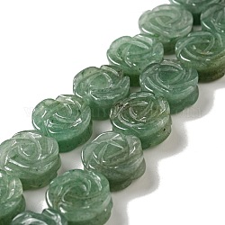 Chapelets de perles en aventurine vert naturel, rose, 14x6~8mm, Trou: 1.2mm, Environ 28~29 pcs/chapelet, 15.16'' (38.5~41.5 cm)