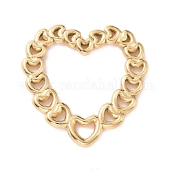 Revestimiento iónico (ip) 304 anillos de unión de acero inoxidable, corazón, dorado, 20.5x20x1mm, diámetro interior: 10.5x13 mm