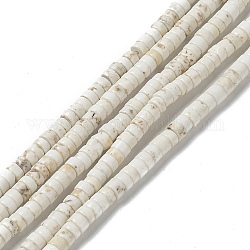 Natürliche Howlith Perlen Stränge, Flache Runde / Scheibe, heishi Perlen, 4x2~3 mm, Bohrung: 1 mm, ca. 163~166 Stk. / Strang, 15.12~15.24'' (38.4~38.7 cm)