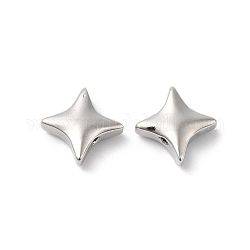 Perles en laiton, étoiles du nord, Platine plaqué réel, 9.5x9.5x3mm, Trou: 1mm